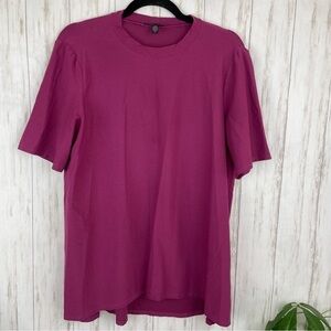 Eileen Fisher maroon purple high neck blouse large